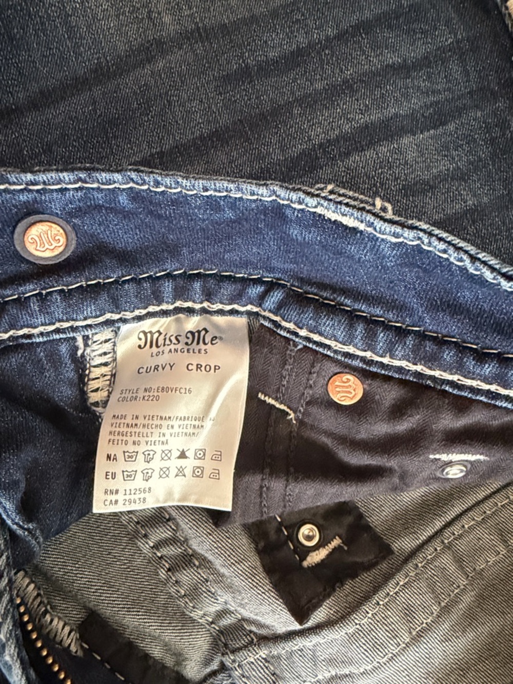 Miss Me Curvy Crop Dark Blue Straight Leg Jeans - Picture 3 of 5